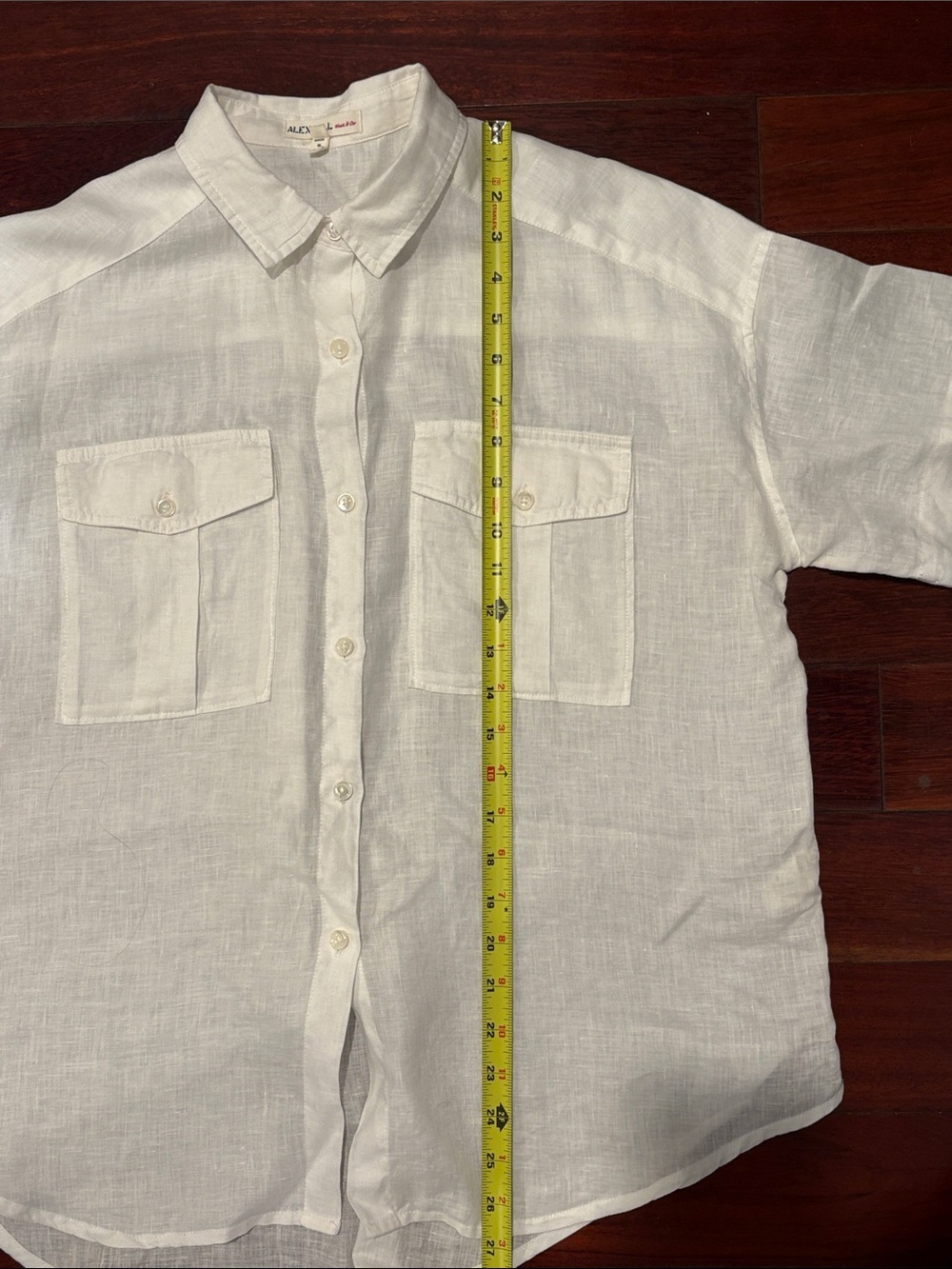 Alex Mill M 100% Linen Utility Shirt in White Linen Shirt with Chest Pockets - Picture 10 of 11